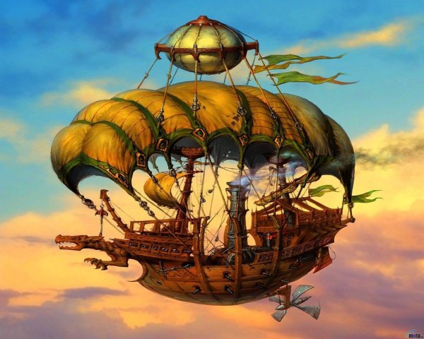 Летучий корабль фэнтези дирижабль