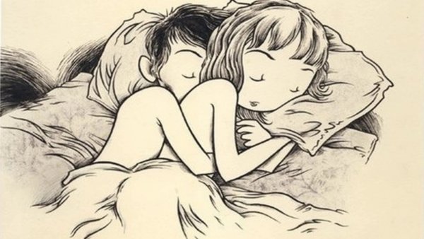 Мультяшки спят в обнимку