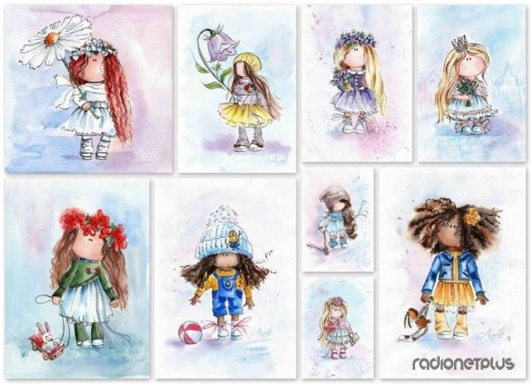 Кукла рисунок акварель