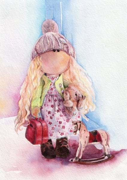 Кукла акварель