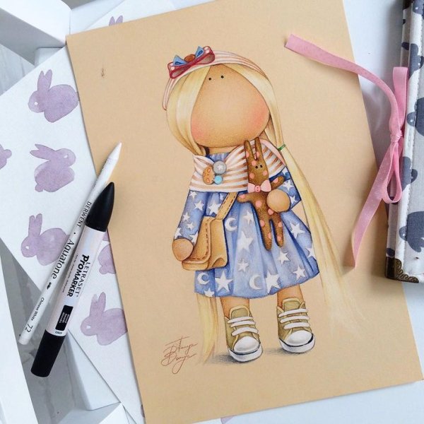 Рисованные интерьерные куклы