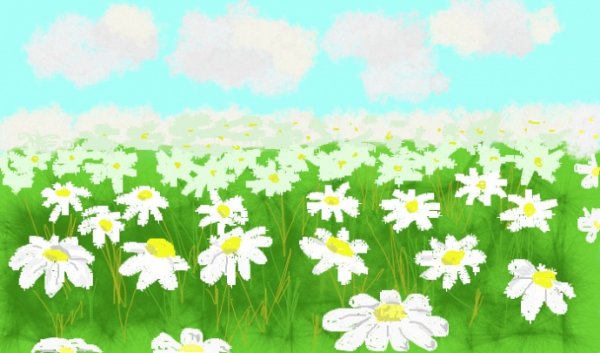 Поляна с цветами мультяшная