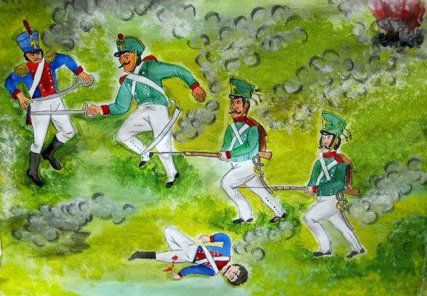Бородинское сражение 1812 нарисовать