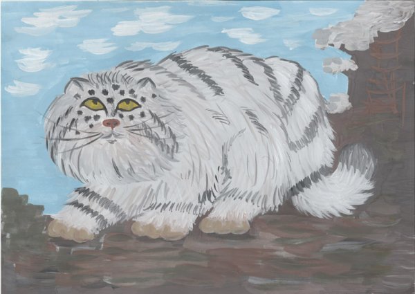 Рисованный дикий кот