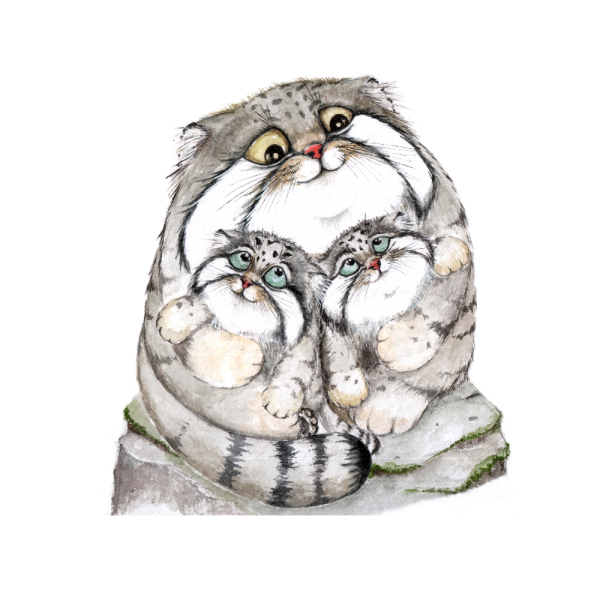 Японская живопись Суми-э кошка