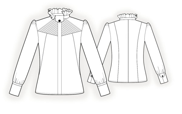 Лекала блузки с воротником стойка