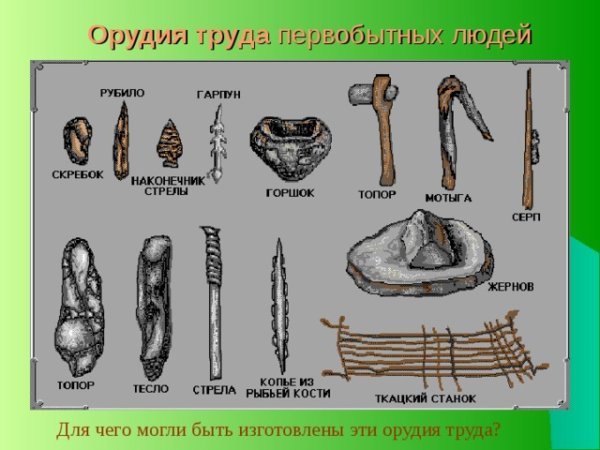 Орудие труда первобытного человека рисунок