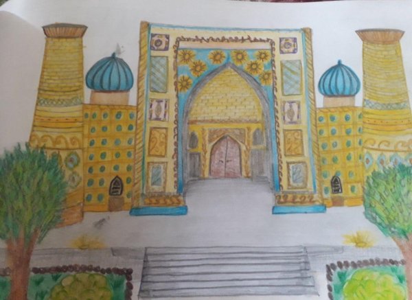 Площадь Регистан в Самарканде рисунок