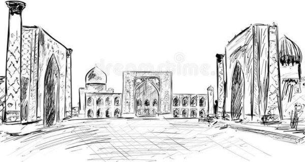 Рисование минарет Бухара