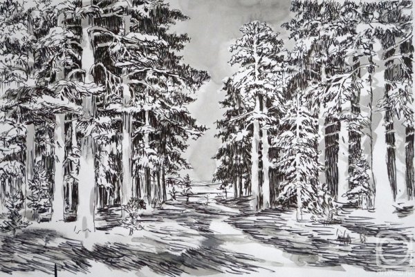 Графический пейзаж леса