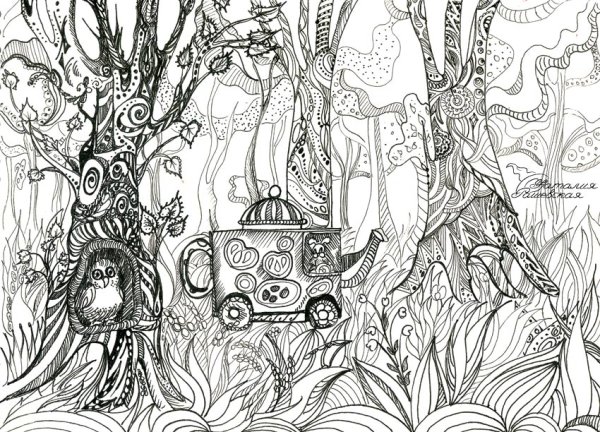 Фантастическое дерево в графике