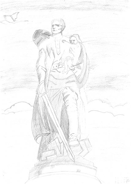 Памятник Алеше в Мурманске рисунок