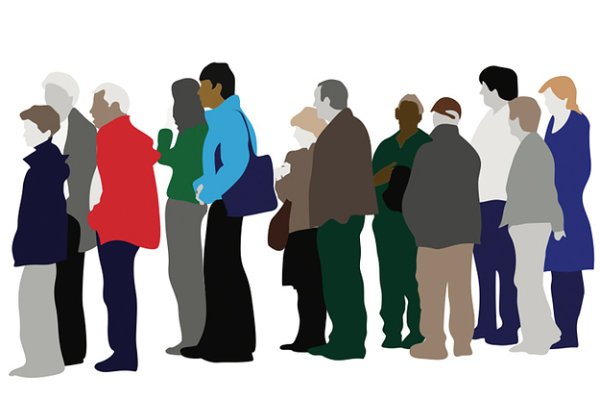 Люди в очереди рисунок