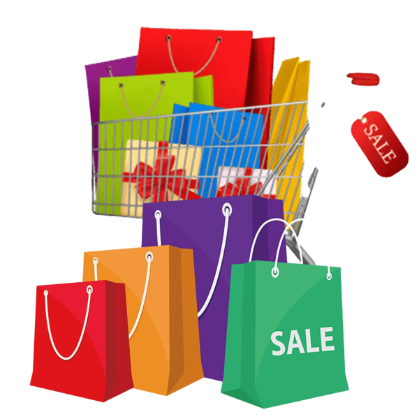 Пакеты с покупками на прозрачном фоне