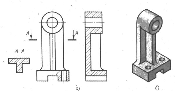 Черчение соединение половины вида и половины разреза