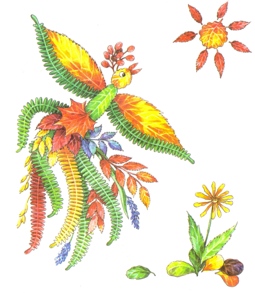 Жар птица из осенних листьев