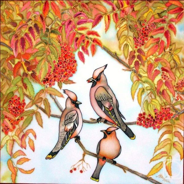 Свиристель вышивка крестом