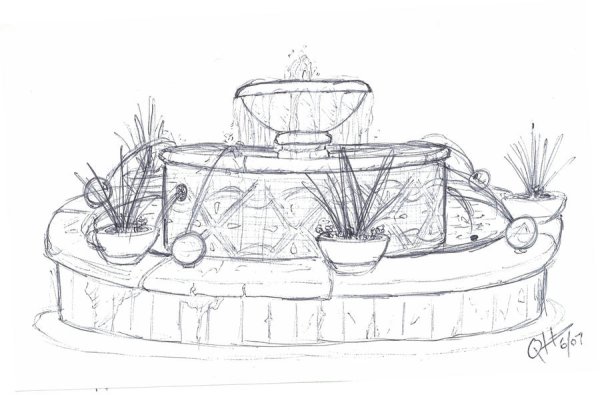 Зарисовка фонтана