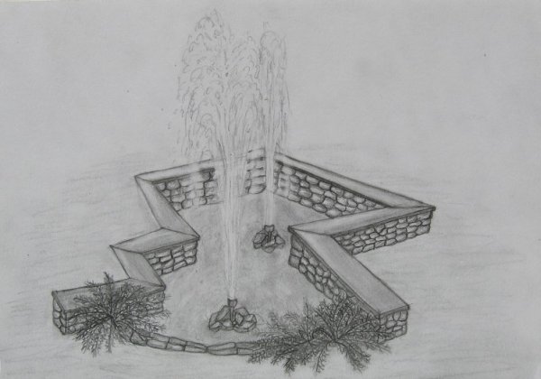 Нарисовать фонтан карандашом