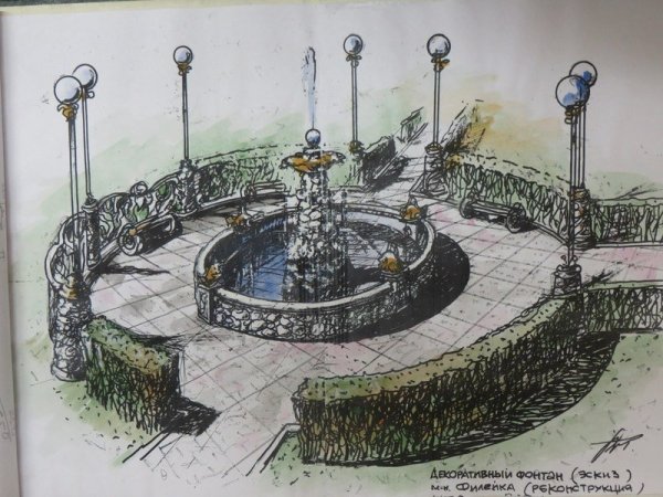 Фонтан карандашом
