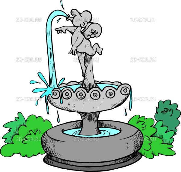 Фонтан карандашом