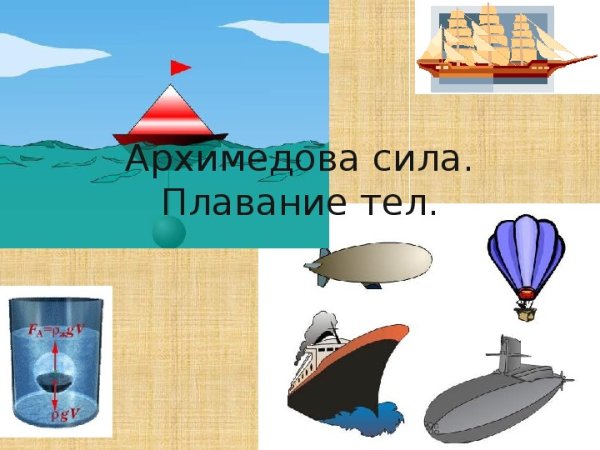 Архимедова сила плавание тел
