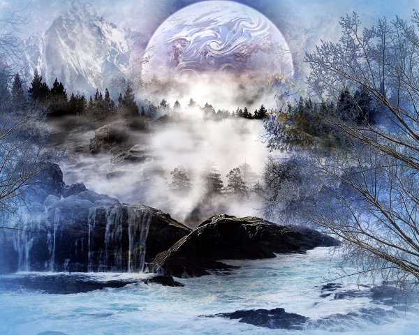 Фэнтези пейзажи водопады