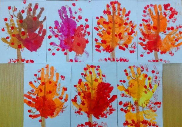 Рисование пальцами осень