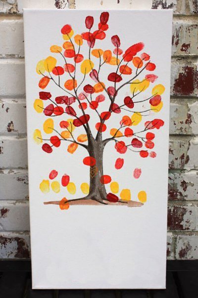 Рисование пальчиками осеннее дерево