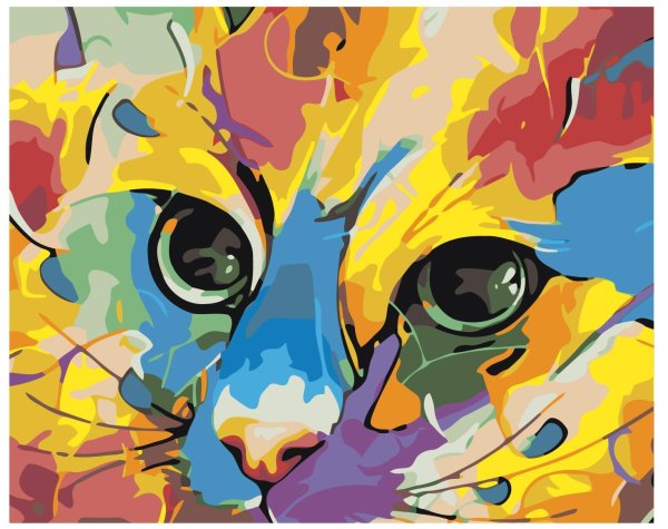 Кошка красками для детей