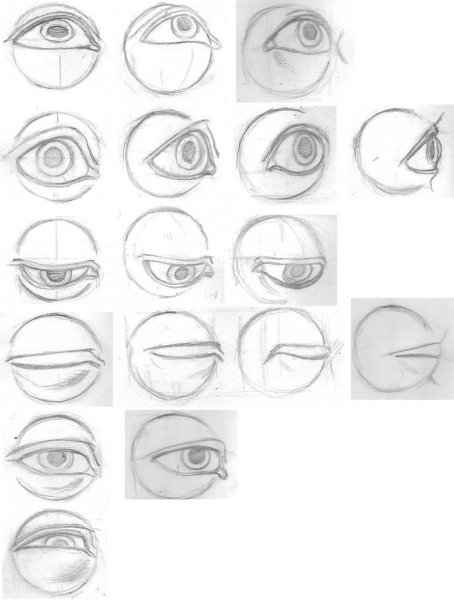 Рисование глаз в разных ракурсах