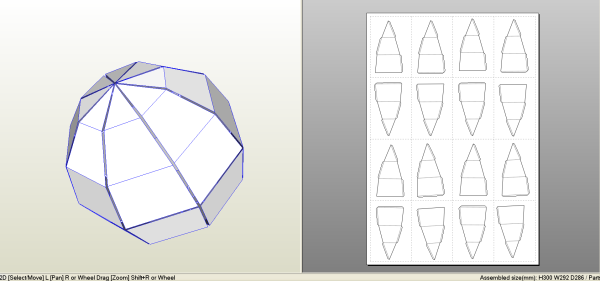Полигональный бриллиант сбоку развертка