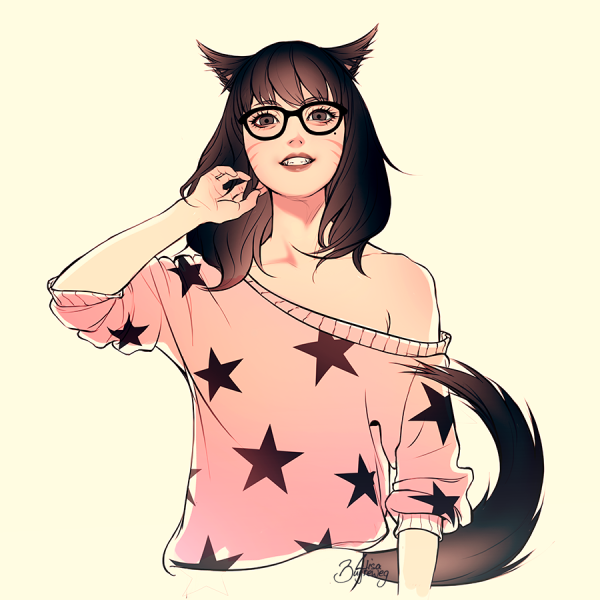 Девушка и кошка в очках