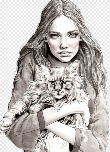 Нарисовать девушку кошку