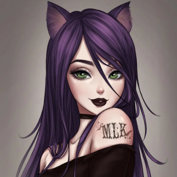 Девушка с кошкой рисунок