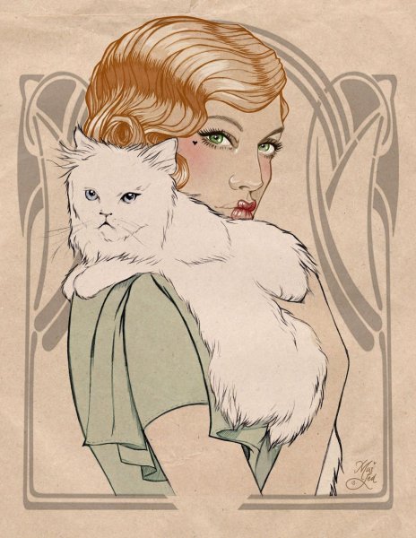 Стильная кошка иллюстрация