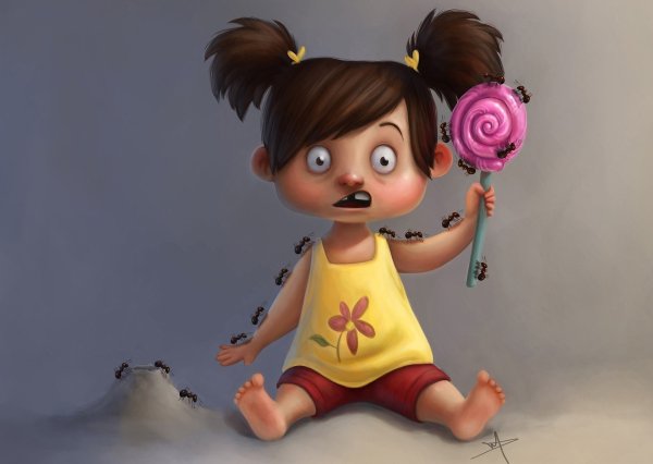 Смешная мультяшная девчонка