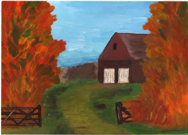 Осенний домик нарисовать