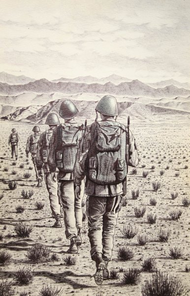 Военный рисунок Фархада Киреева Афганистан