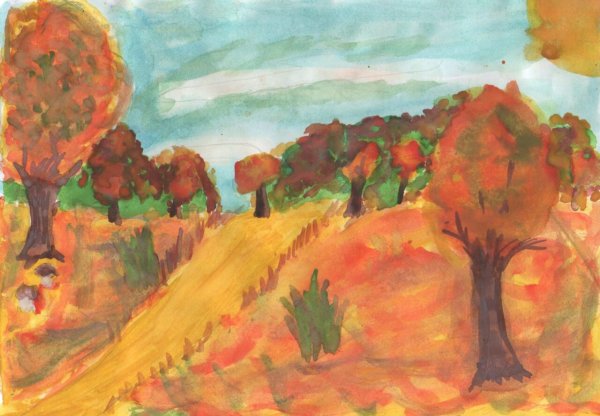 Рисование лес в октябре