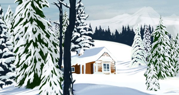 Зимний лес рисунок