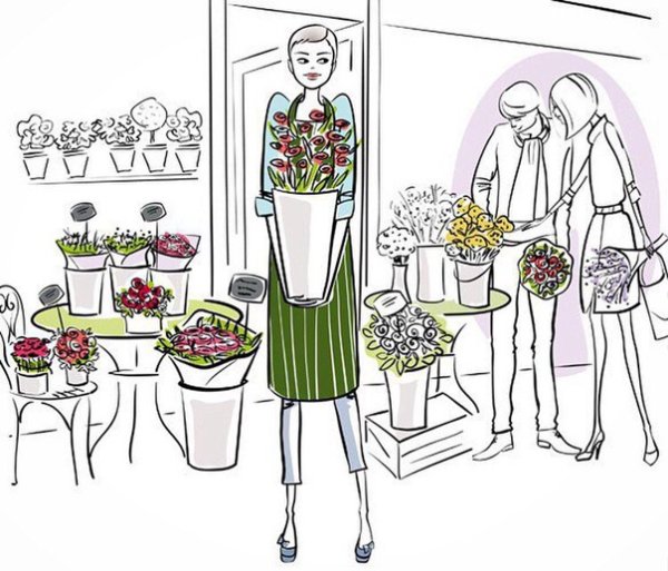 Флорист нарисованный