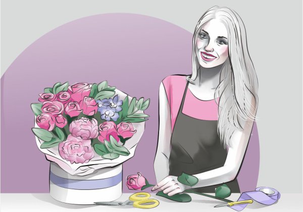 Флорист нарисованный