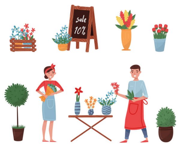 Мультяшный магазин цветов