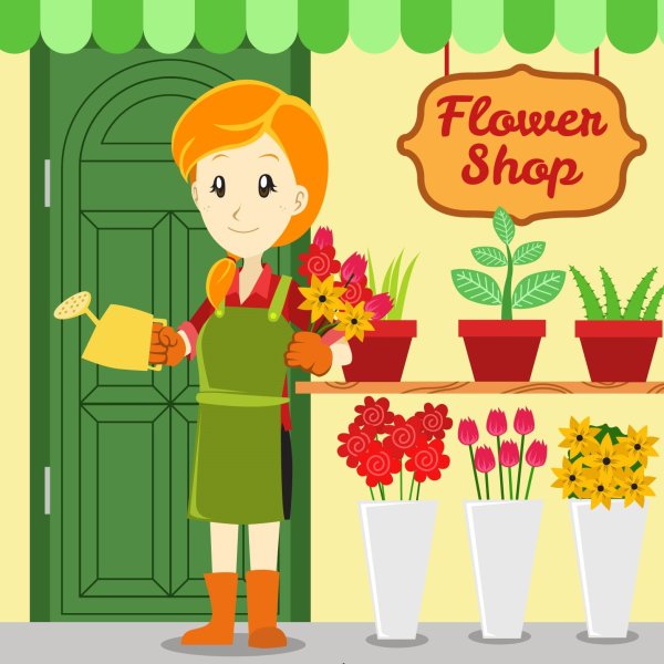 Мультяшный цветочный магазин