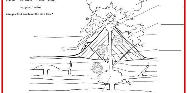 Строение вулкана для раскрашивания