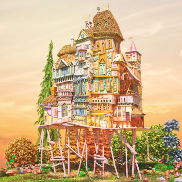 Фантастическое здание рисунки