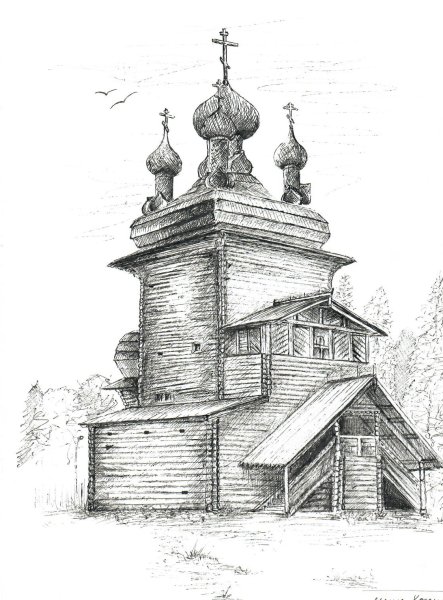 Церковь рисунок ручкой