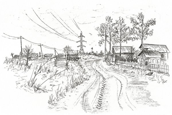 Старый Архангельск рисунок карандашом