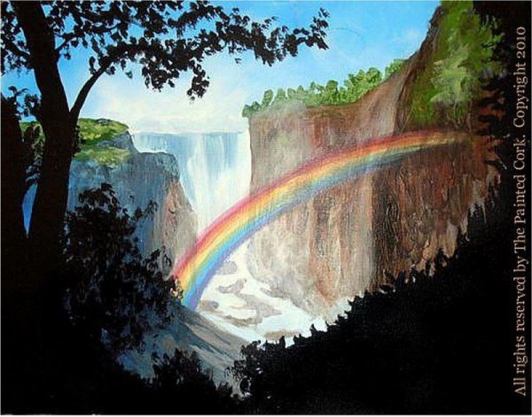 Картина водопад с радужными